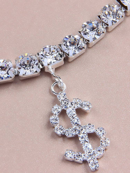 Women's Rhinestone Chain Dollar Sign Anklet