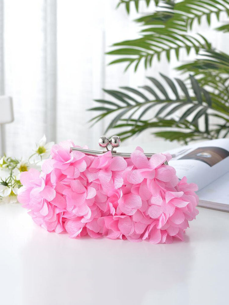 Women's Floral Decor Kiss Lock Clutch