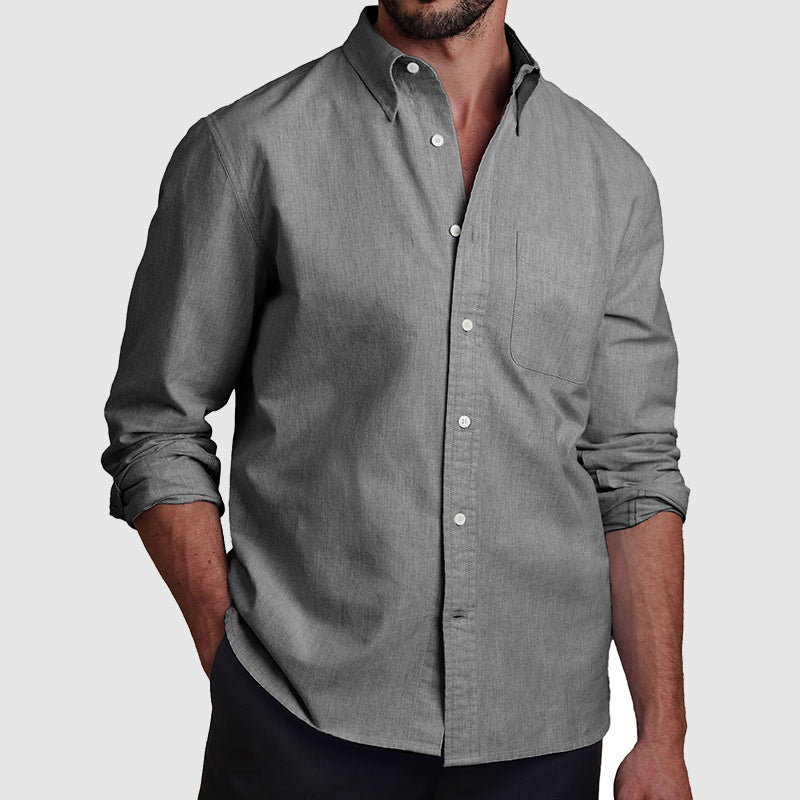 Men's Fashionable Cotton Casual Lapel Long Sleeve Shirt