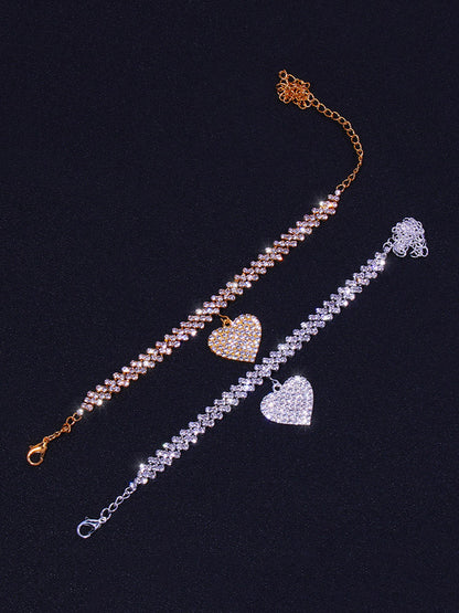 Women's Heart Rhinestone Anklet