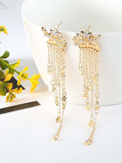 Women's Tassels Star Rhinestones Earrings