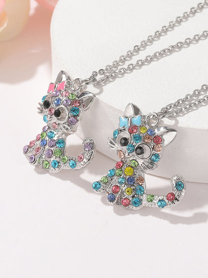 Women's Crystal Rainbow Cat Jewelry Set