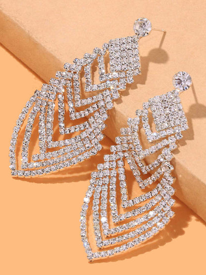 Women's Rhinestone Leaf Hollow Out Earrings