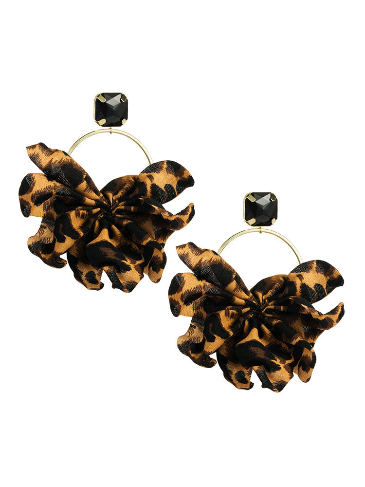 Women's Leopard Rhinestone Decor Drop Earrings