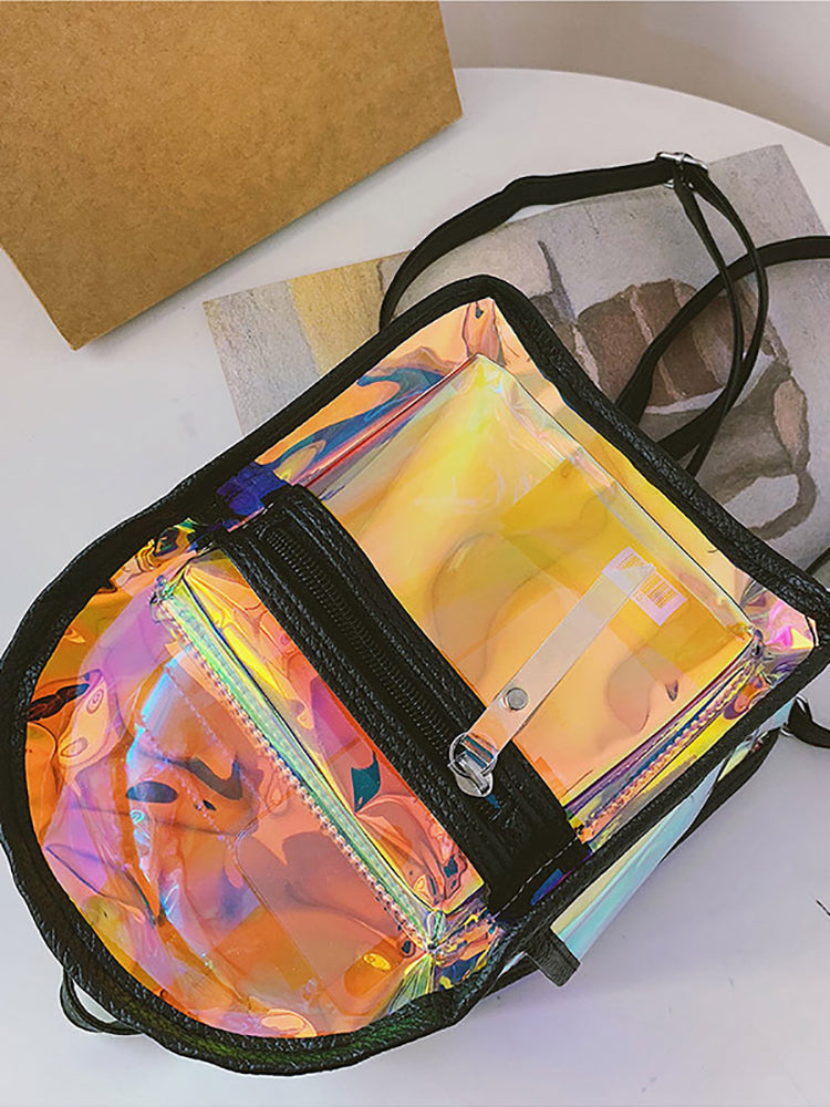 Women's Holographic Curved Top Backpack