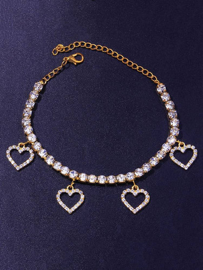 Women's Heart Rhinestone Anklet