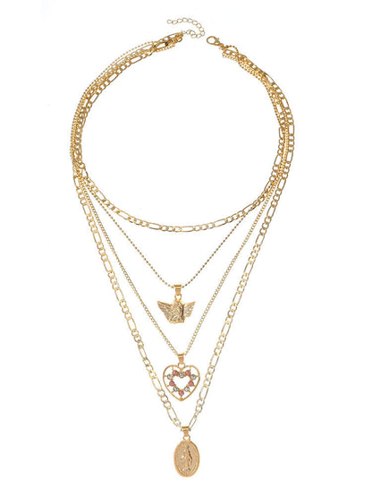 Women's Heart & Angle Layered Necklace