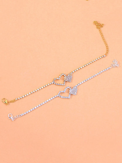 Women's Heart Rhinestone Anklet