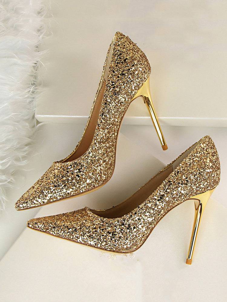 Sequin Pointed Toe High Heels Pumps