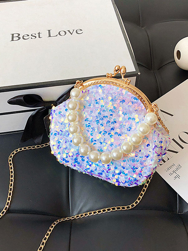 Women's Sequin Pearl Evening Mini Bag