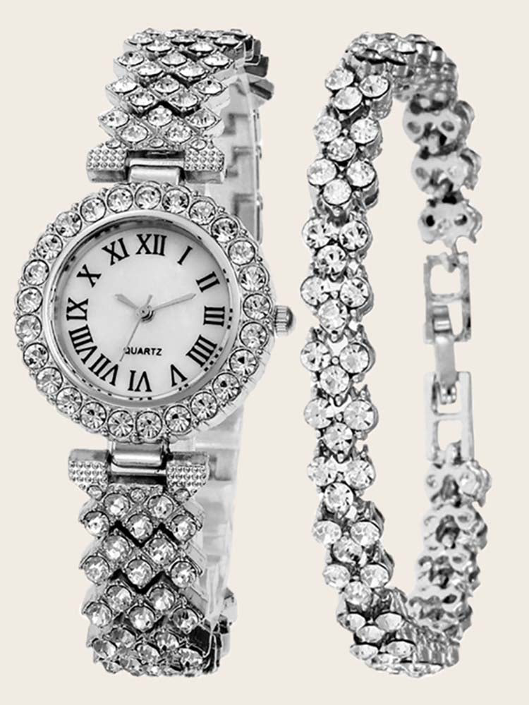 Women's Rhinestone Watches Bracelet Set