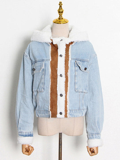 Hoodie Denim Faux Fur Jacket