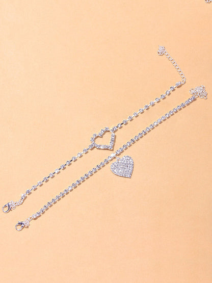 Women's Heart Rhinestone Anklet