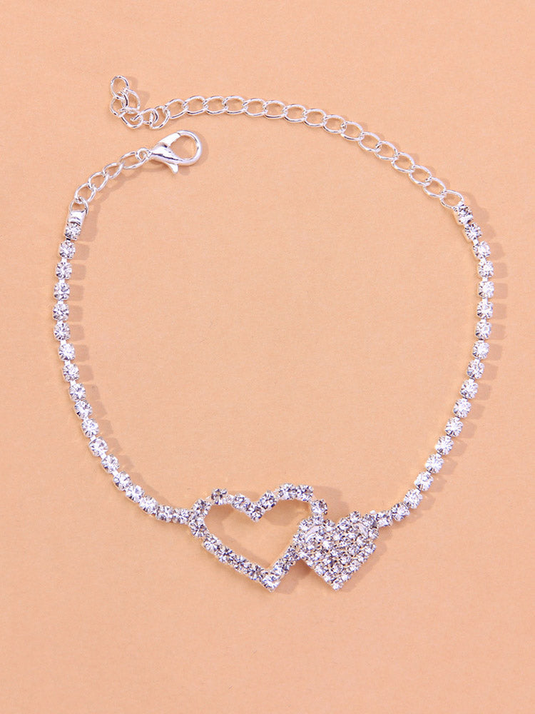 Women's Heart Rhinestone Anklet