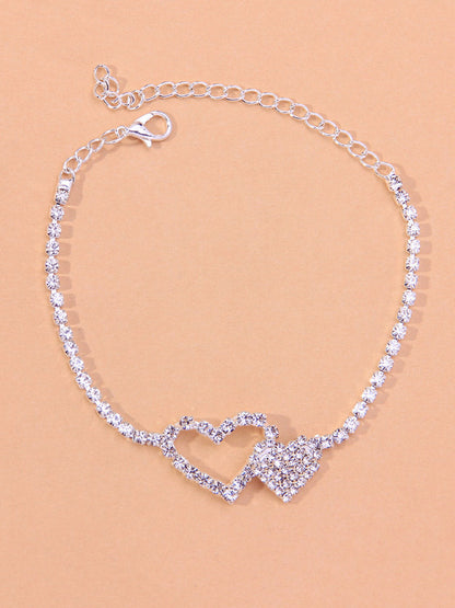 Women's Heart Rhinestone Anklet