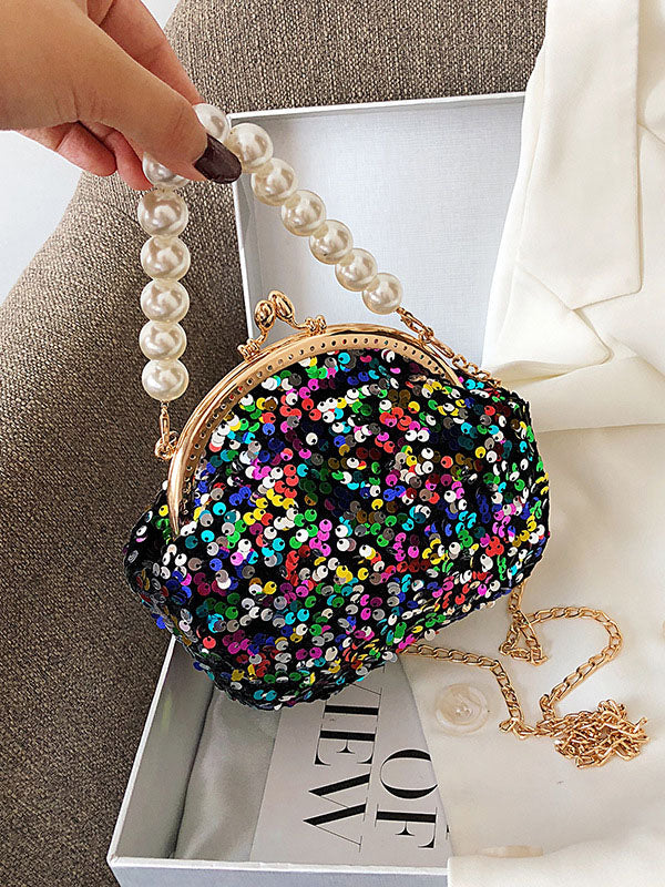 Women's Sequin Pearl Evening Mini Bag