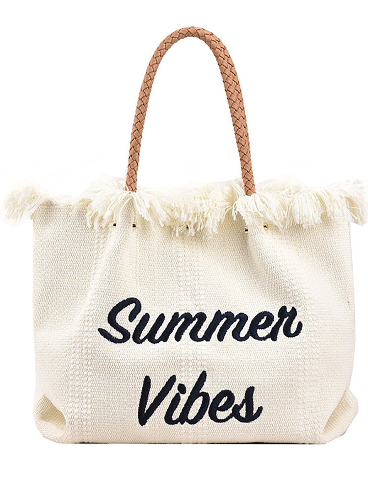 Women's Summer Vibe Tassel Tote Bag