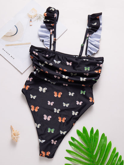 Butterfly Ruffle One Piece Swimsuit