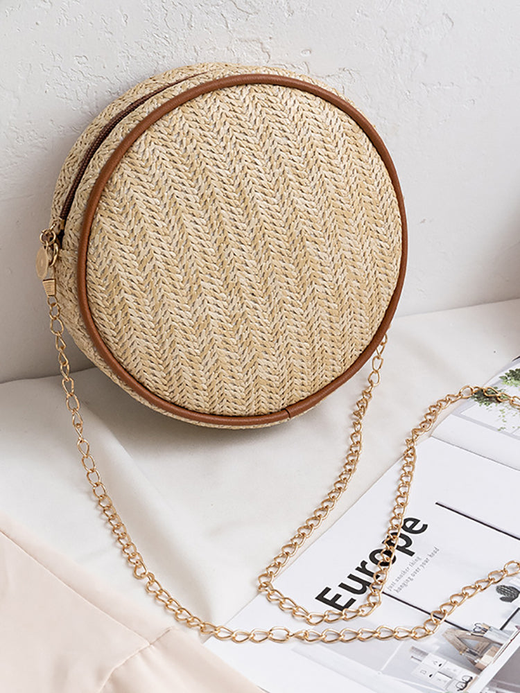 Women's Summer Rattan Woven Beach Shoulder Bag