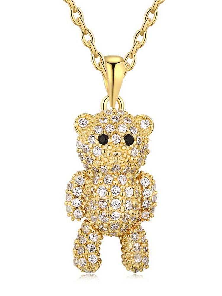 Women's Crystal Bear Necklace