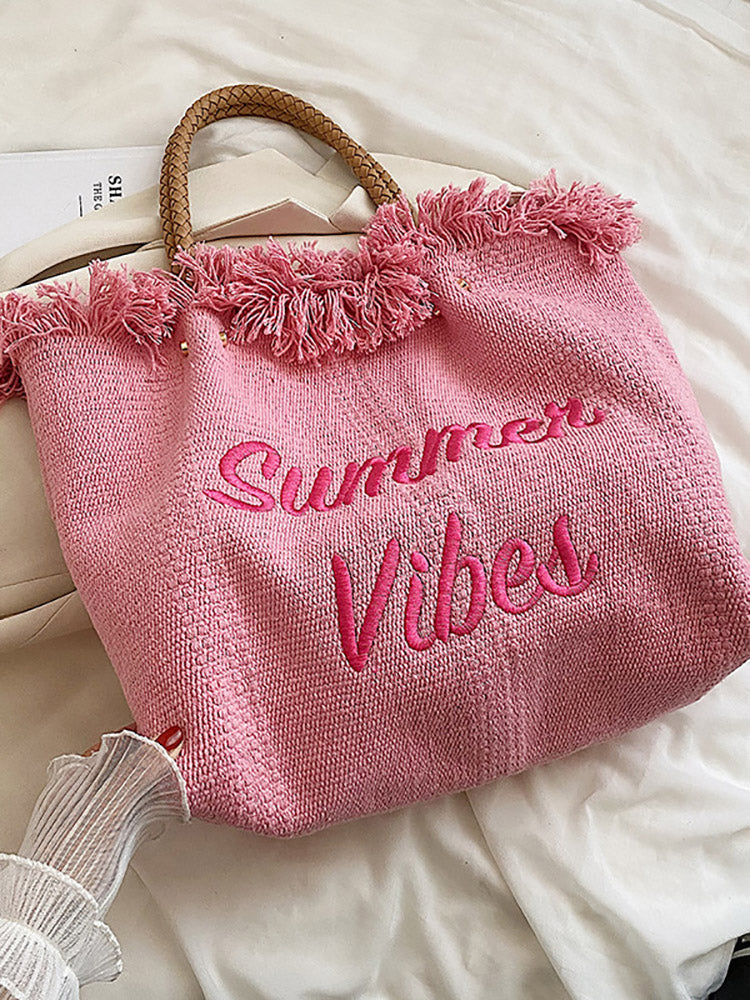 Women's Summer Vibe Tassel Tote Bag