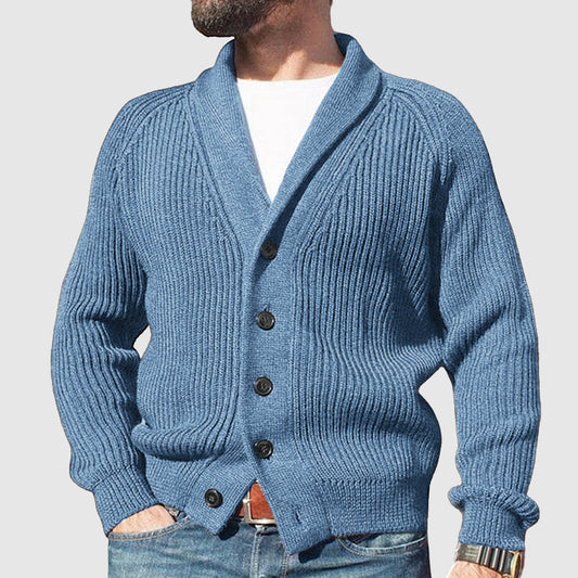 Men's Casual Breasted Lapel Long Sleeve Knit Cardigan