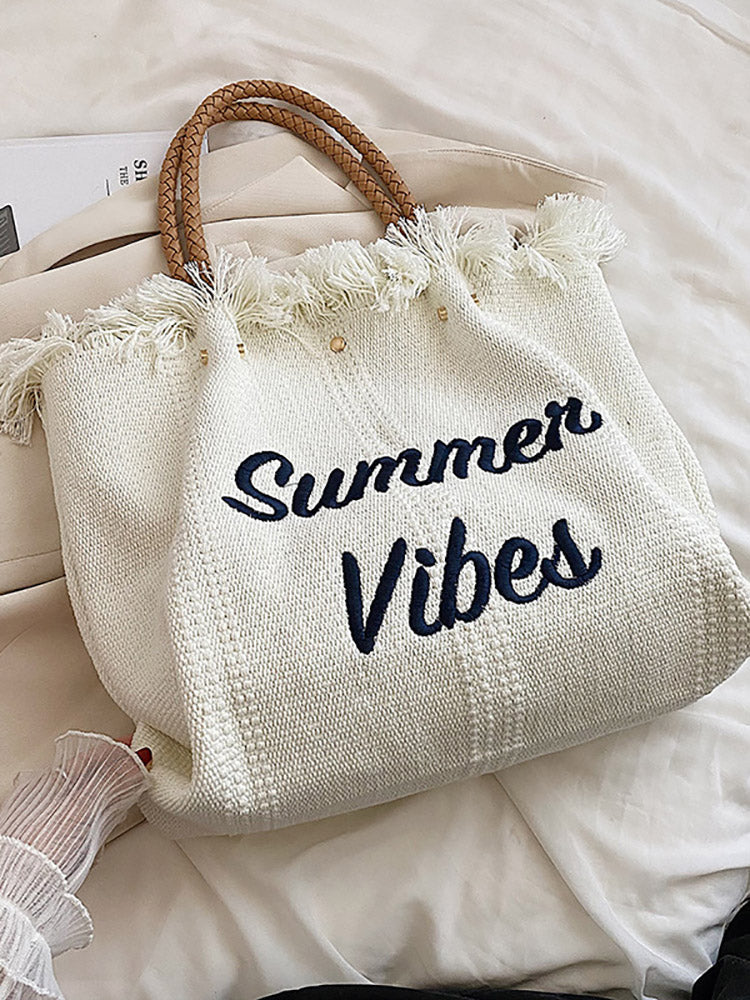 Women's Summer Vibe Tassel Tote Bag