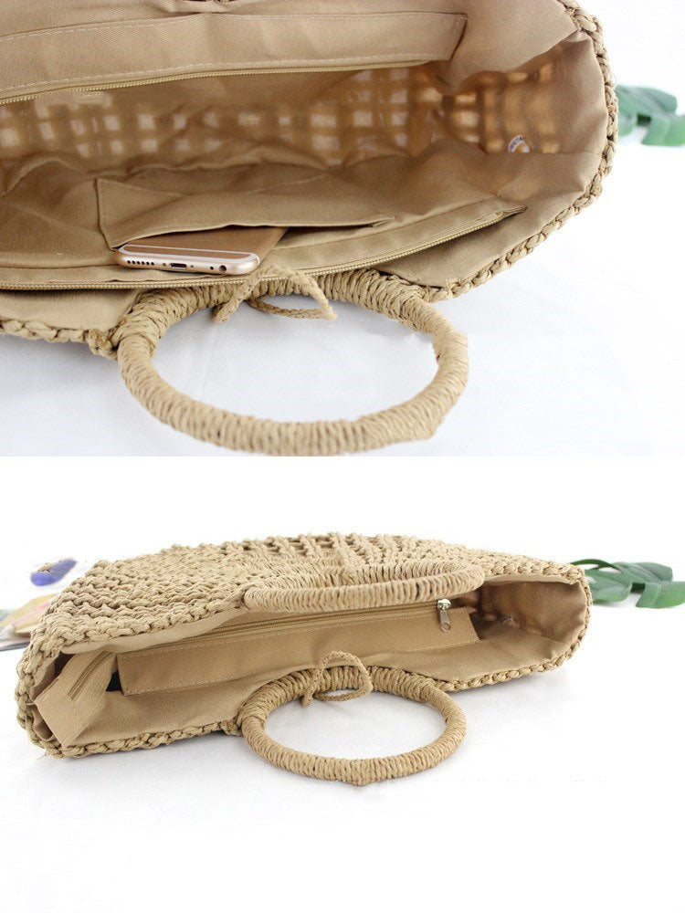 Women's Straw Hollow Casual Handbag