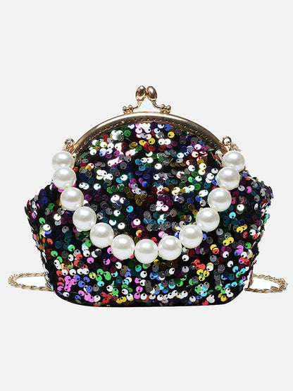 Women's Sequin Pearl Evening Mini Bag