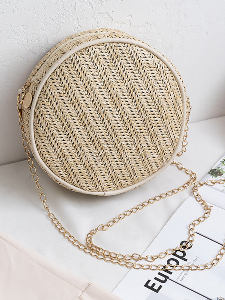 Women's Summer Rattan Woven Beach Shoulder Bag