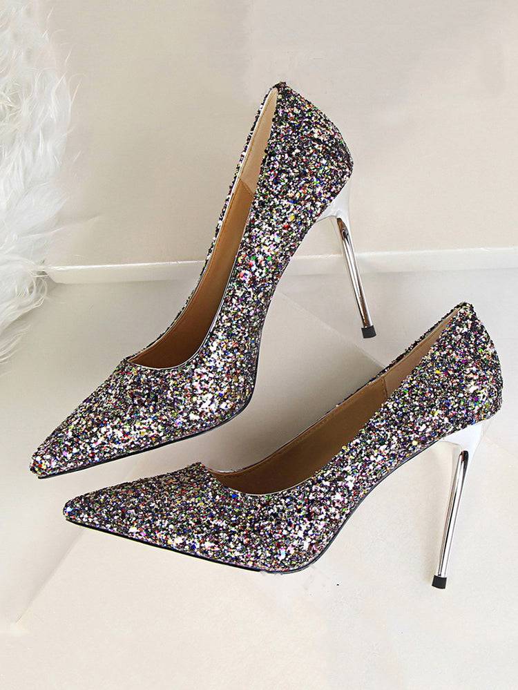 Sequin Pointed Toe High Heels Pumps