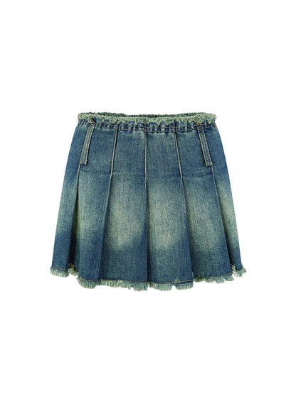 Denim Jacket & Pleated Skirt Set