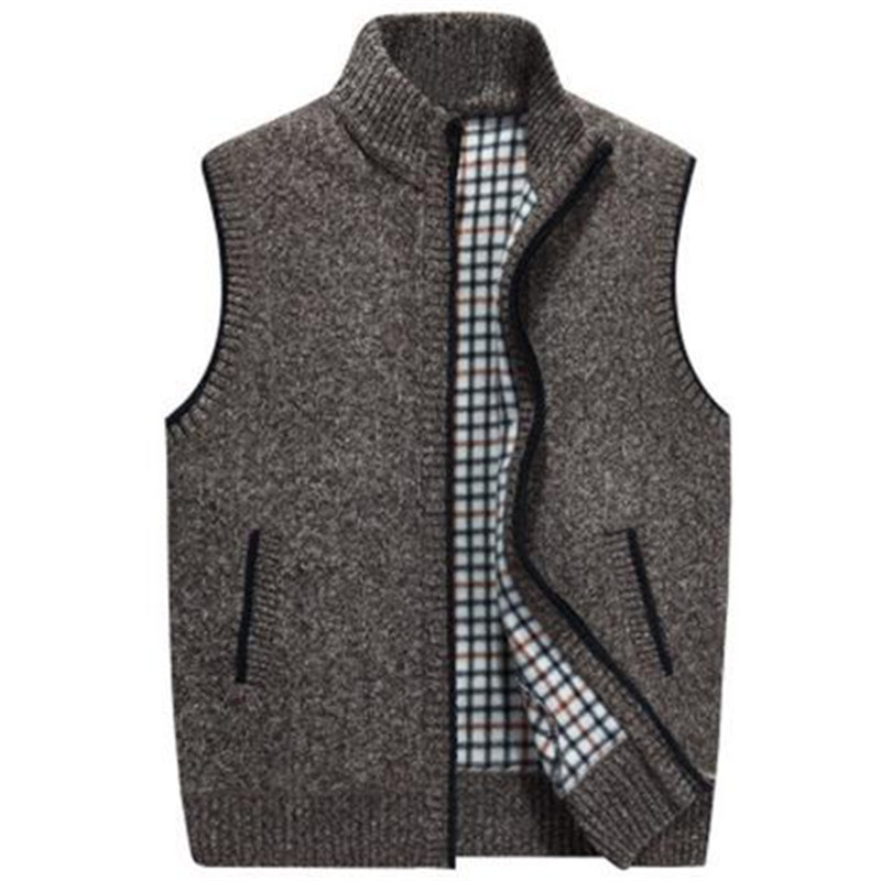 Men's autumn and winter stand collar knitted vest jacket