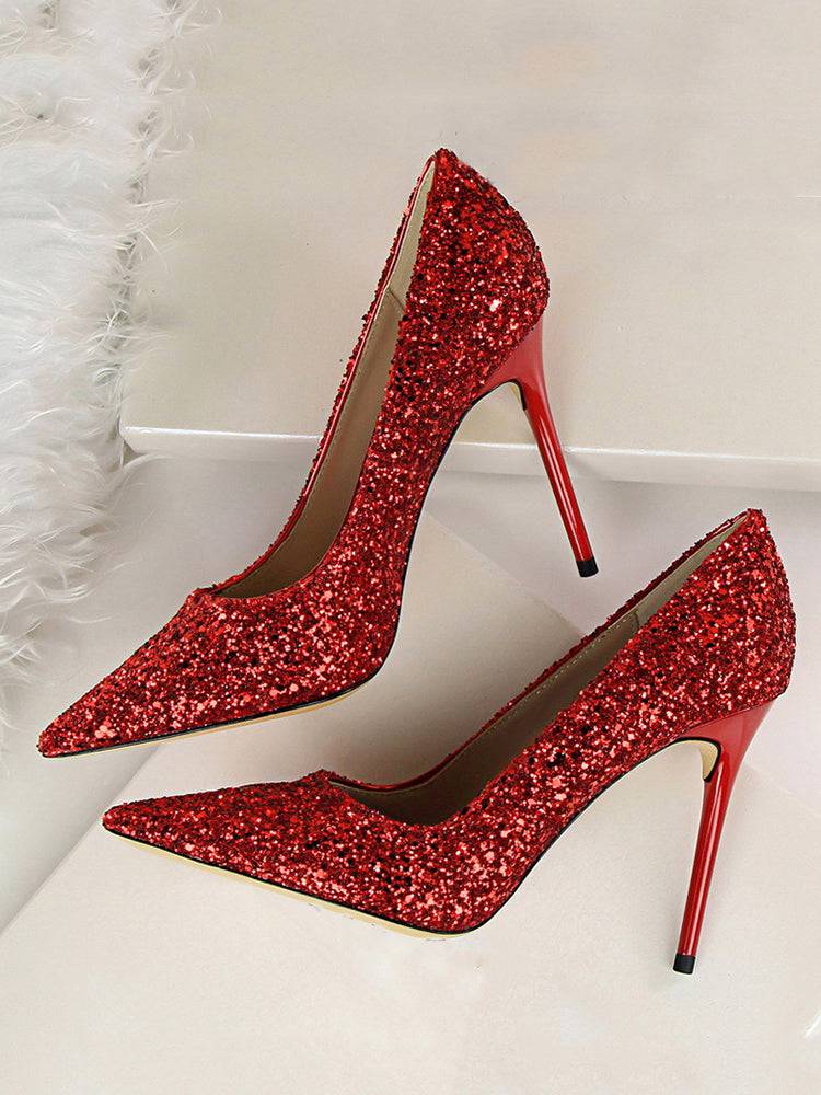 Sequin Pointed Toe High Heels Pumps