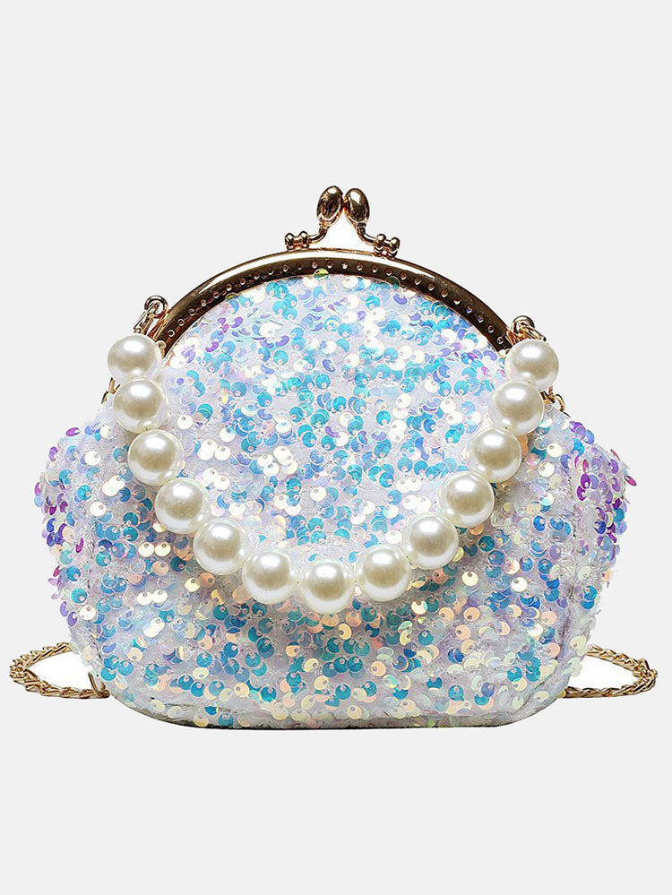 Women's Sequin Pearl Evening Mini Bag