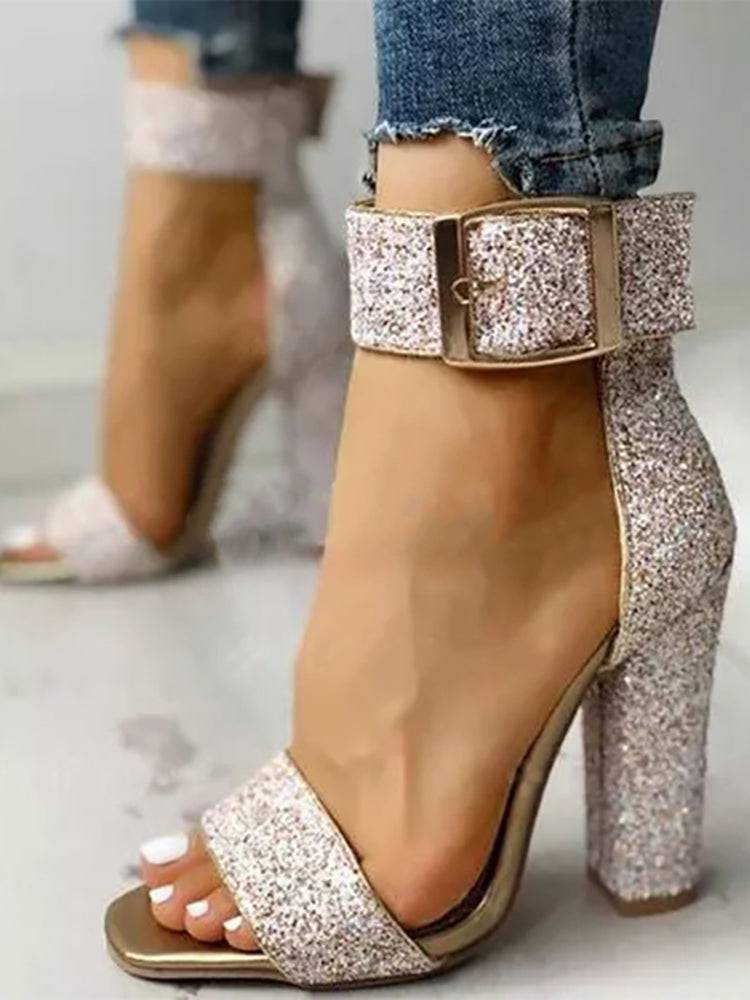 Thick Heel Ankle Strap Sandals