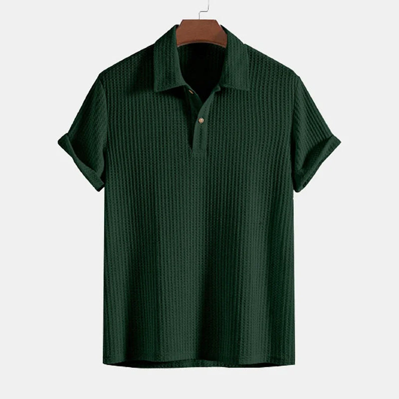 Men's Knitted Waffle Polo Shirt