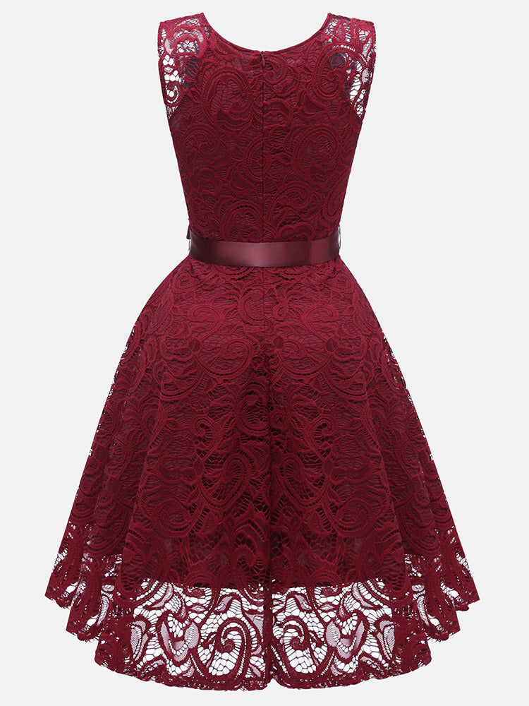 Women's Elegant Sleeveless Lace Party Dress