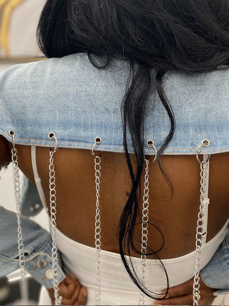 Casual Chains Irregular Denim Jacket