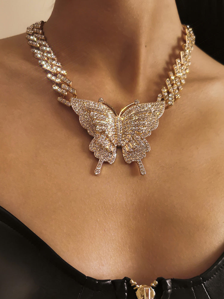 Women's Butterfly Rhinestone Necklace