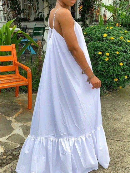 Spaghetti Strap Ruffle Maxi Dress