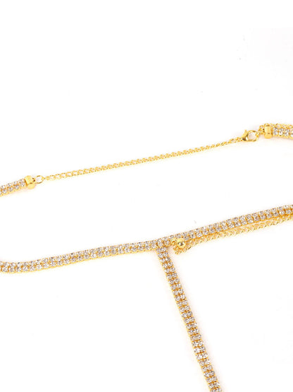 Women's Rhinestone Decor Y Lariat Necklace