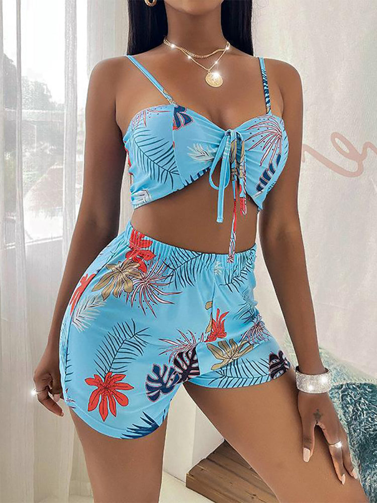 Floral Bikini Swimsuit & Beach Cover Up