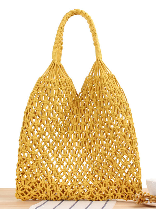 Women's Rope Weaving Hollow Tote