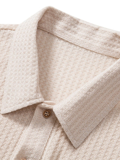 Men's Knitted Waffle Polo Shirt