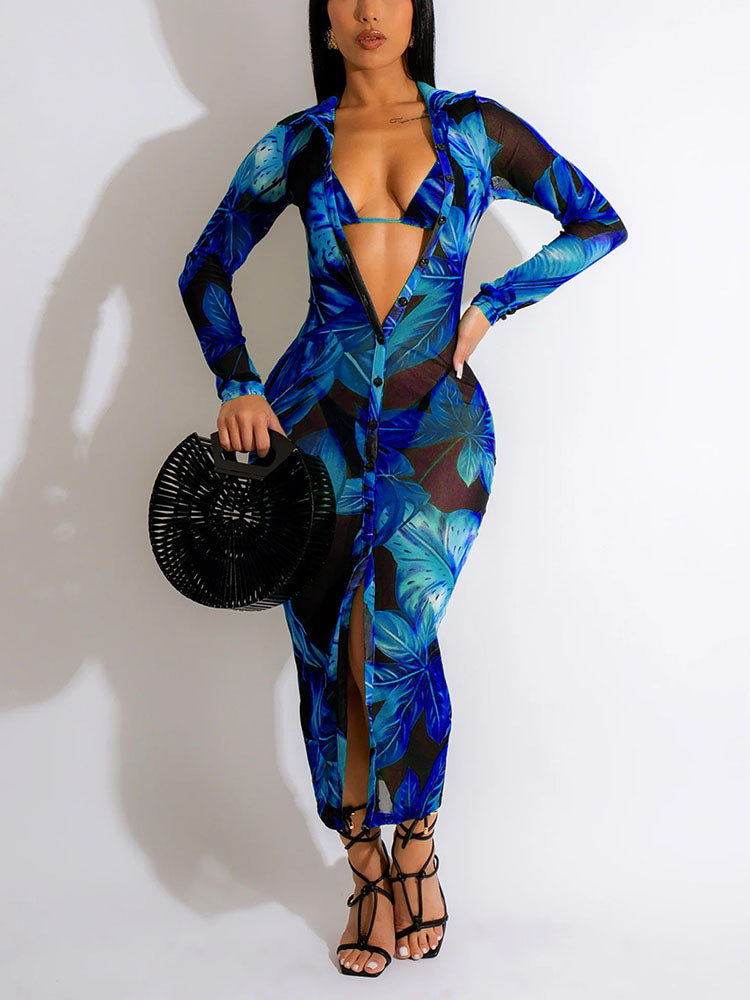 3PC Tropical Bikini Cover-up Set