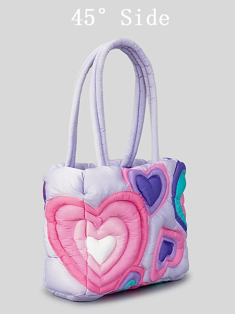 Women's Heart Puffer Tote Bag