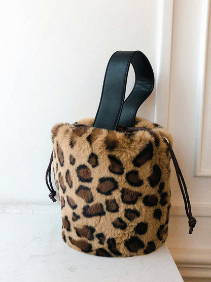 Women's Fluffy Drawstring Bucket Bag