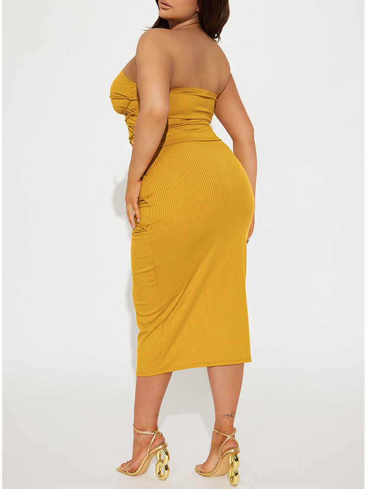 Bandage Tube Top Midi Skirt Set