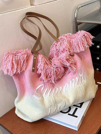 Women's Summer Vibe Tassel Tote Bag